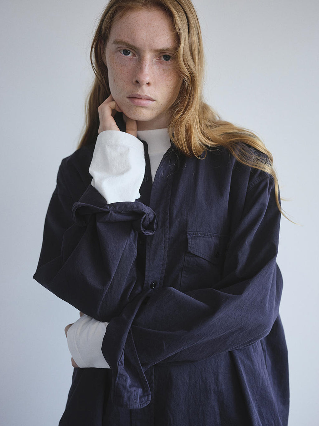 Namu Shop - Y Organic Cotton High Density Satin Shirt - Navy