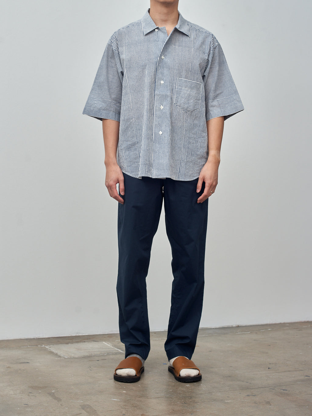 Namu Shop - Jan Machenhauer Fred Shirt - Blue Block Print Stripe