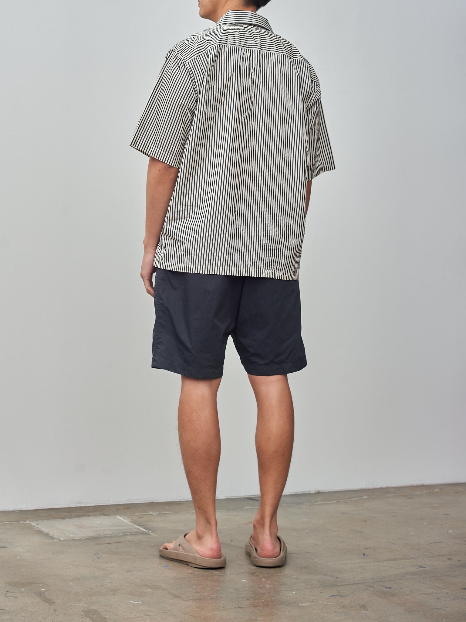 Namu Shop - Kaptain Sunshine Short Sleeve Open Collar Shirt - Hickory Stripe