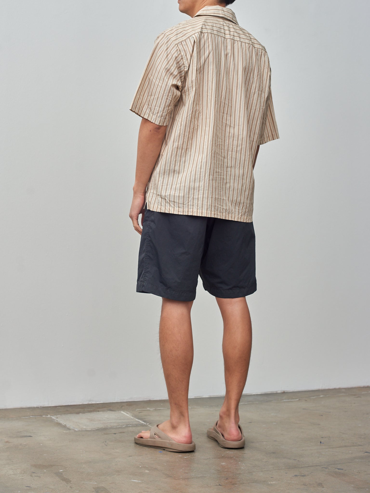Namu Shop - Kaptain Sunshine Short Sleeve Open Collar Shirt - Beige Stripe