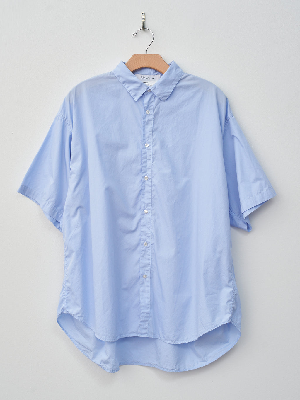 Namu Shop - Veritecoeur Half Sleeve Big Shirt - Sax Blue