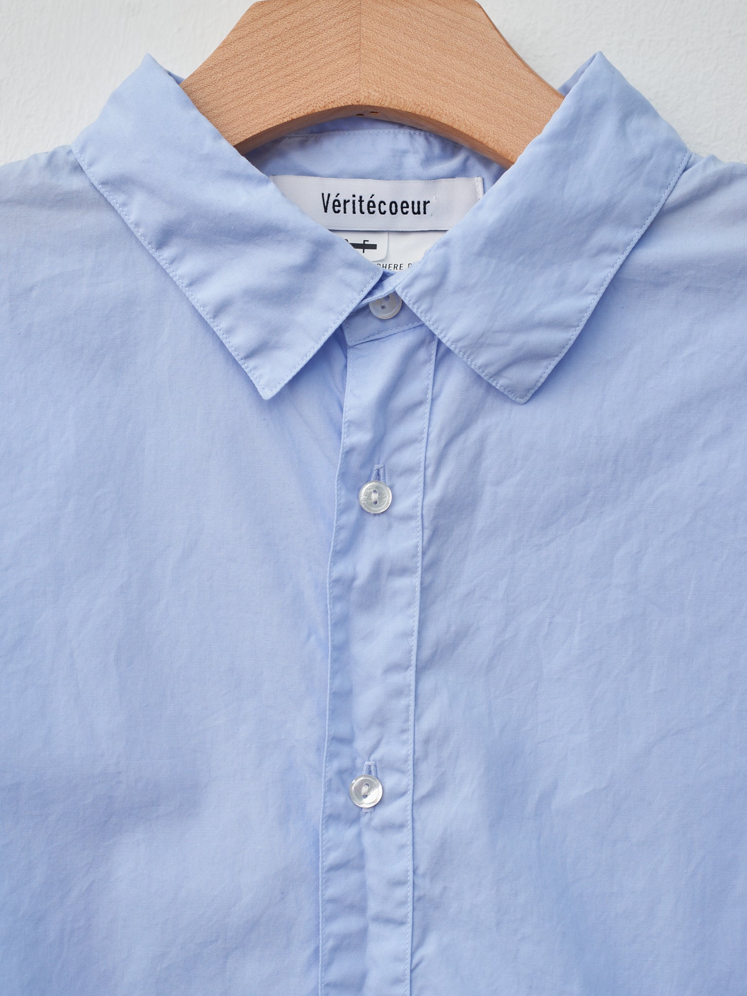 Namu Shop - Veritecoeur Half Sleeve Big Shirt - Sax Blue