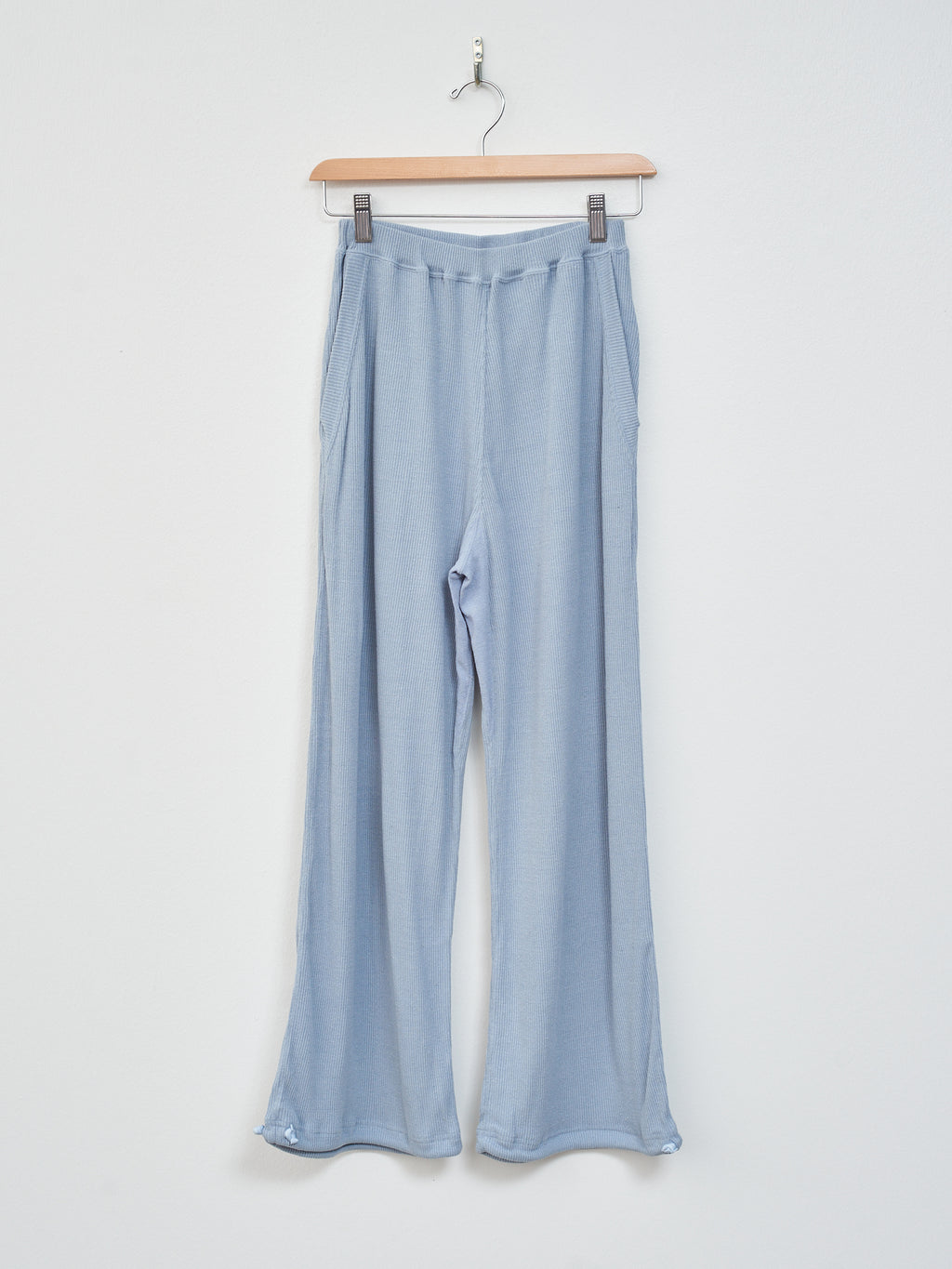 Namu Shop - Unfil Raw Silk Rib Jersey Wide Leg Truck Pants - Smoky Blue