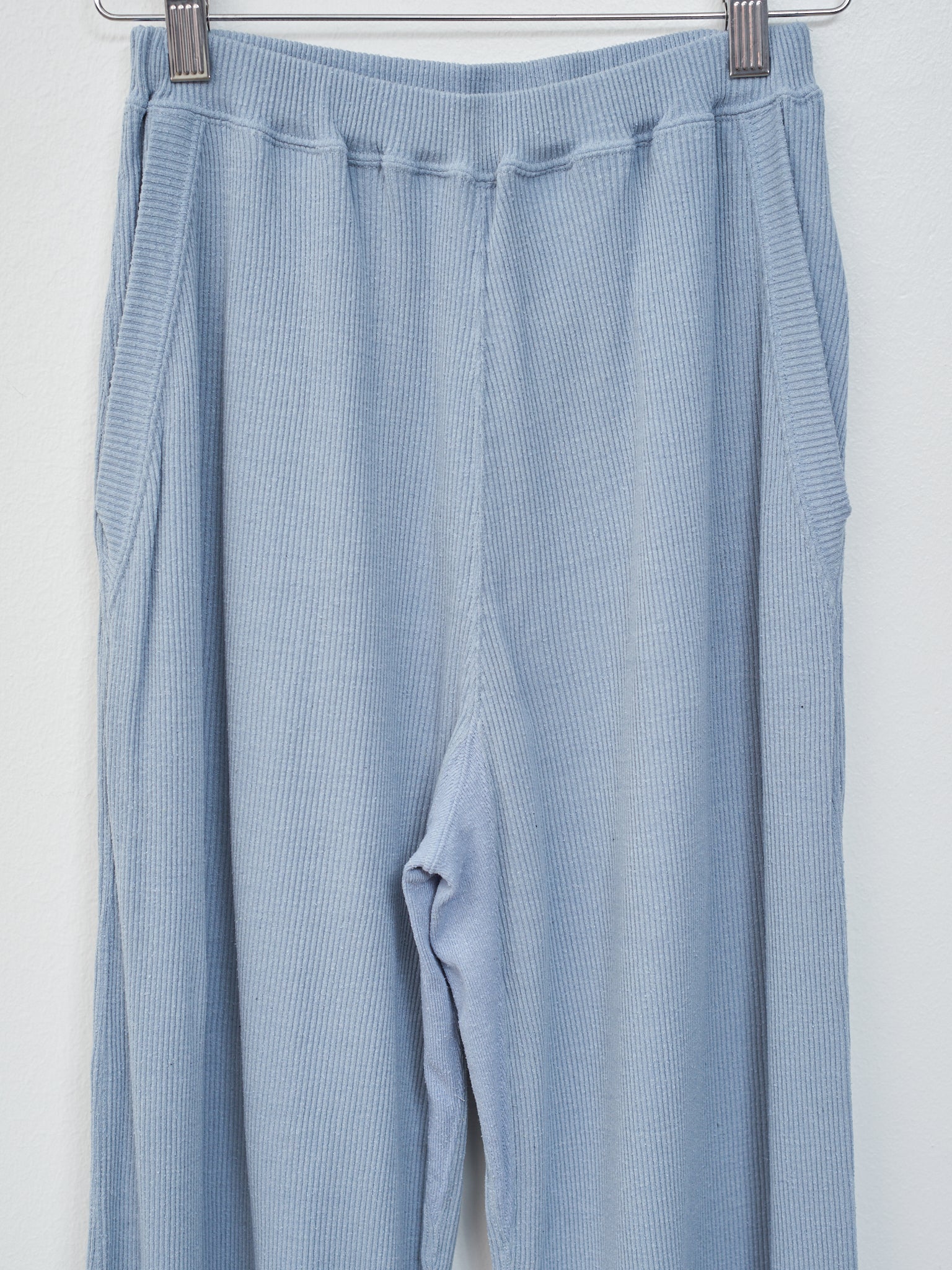 Namu Shop - Unfil Raw Silk Rib Jersey Wide Leg Truck Pants - Smoky Blue