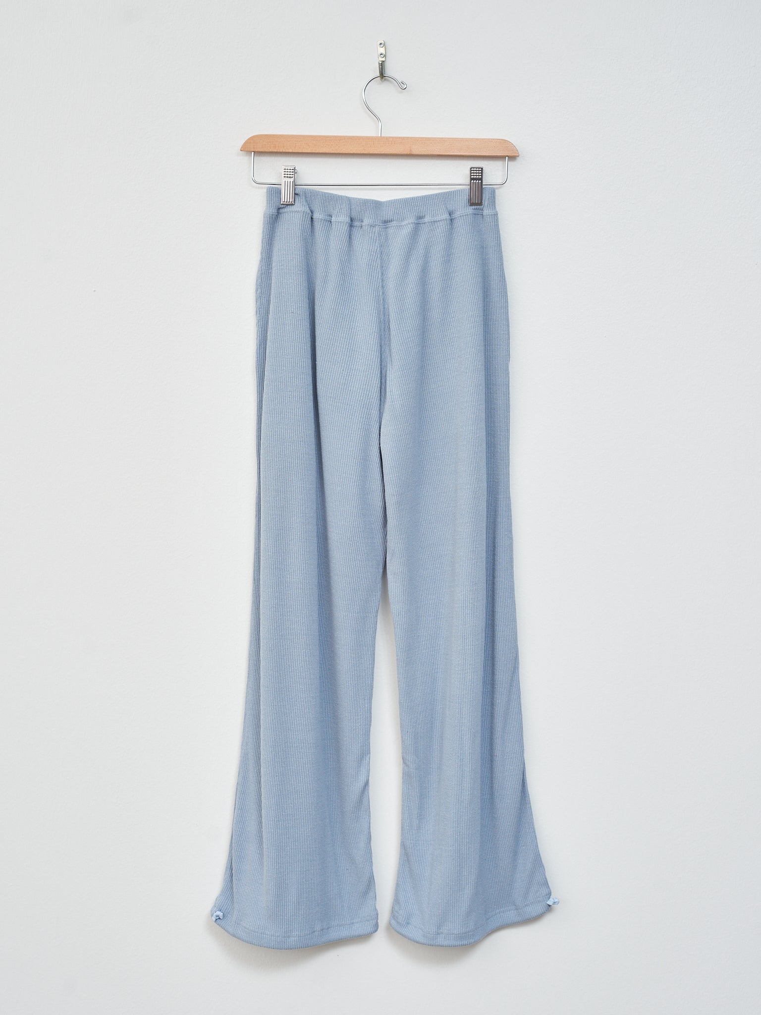 Namu Shop - Unfil Raw Silk Rib Jersey Wide Leg Truck Pants - Smoky Blue