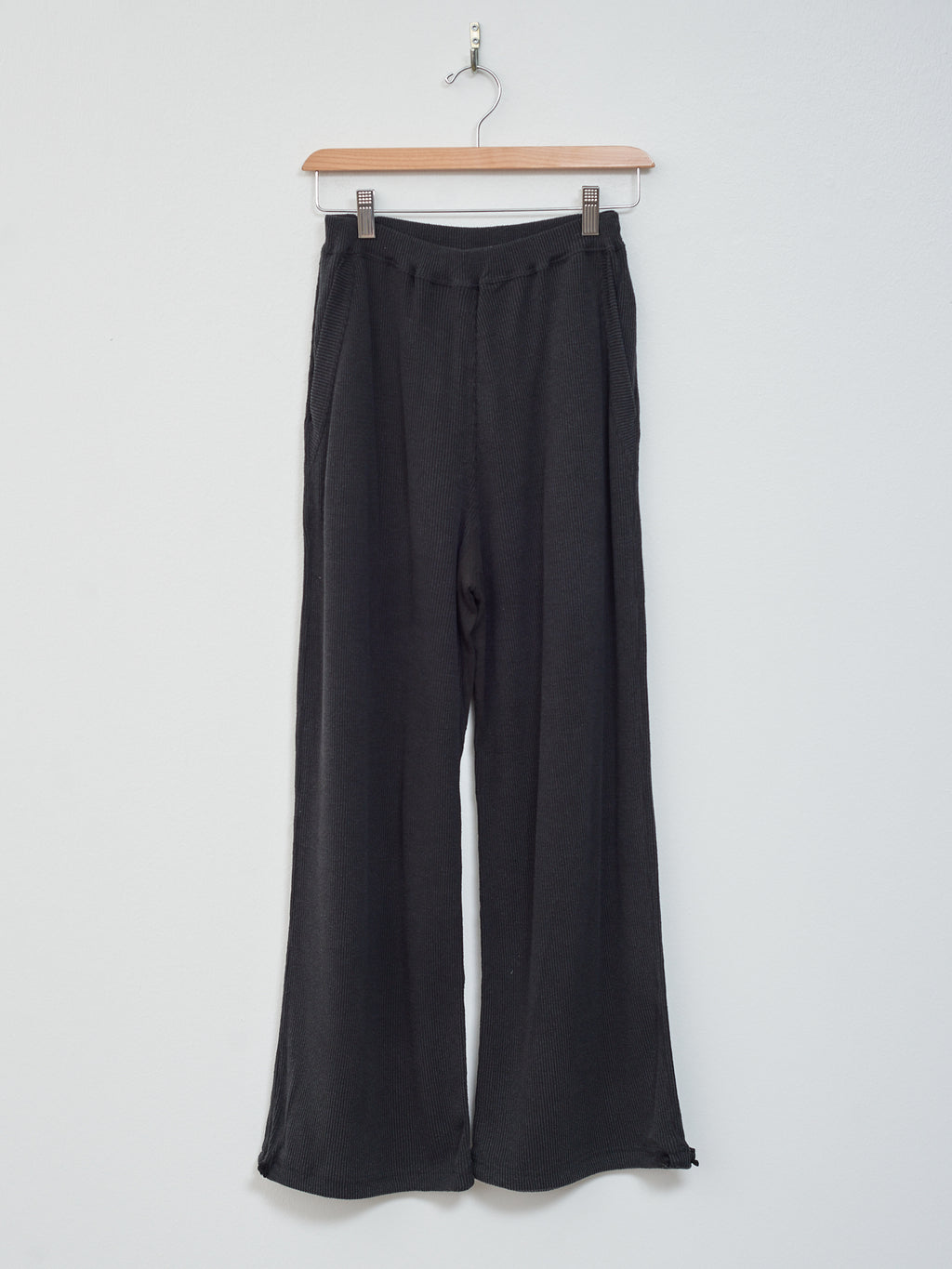 Namu Shop - Unfil Raw Silk Rib Jersey Wide Leg Truck Pants - Black Berry
