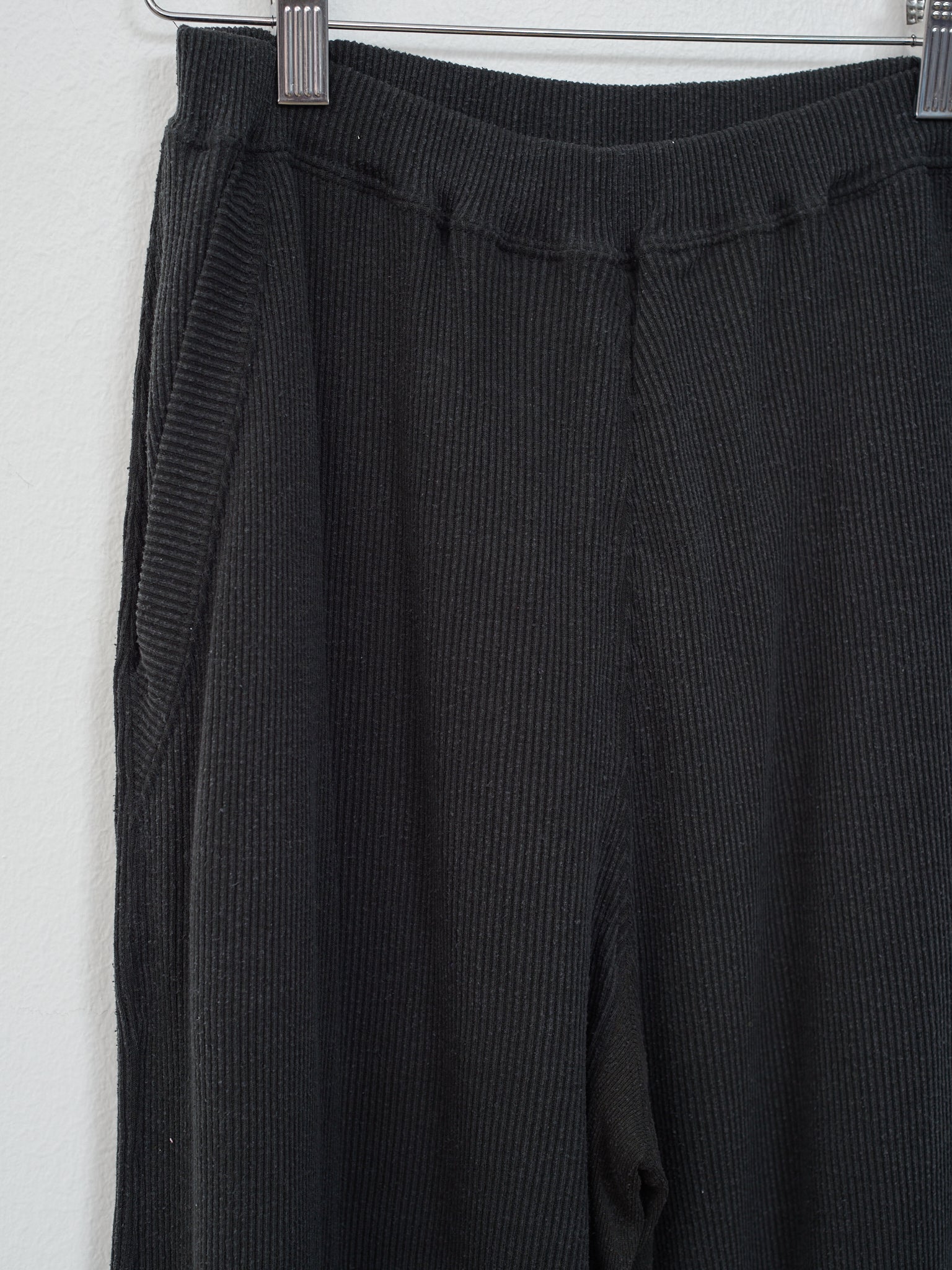 Namu Shop - Unfil Raw Silk Rib Jersey Wide Leg Truck Pants - Black Berry