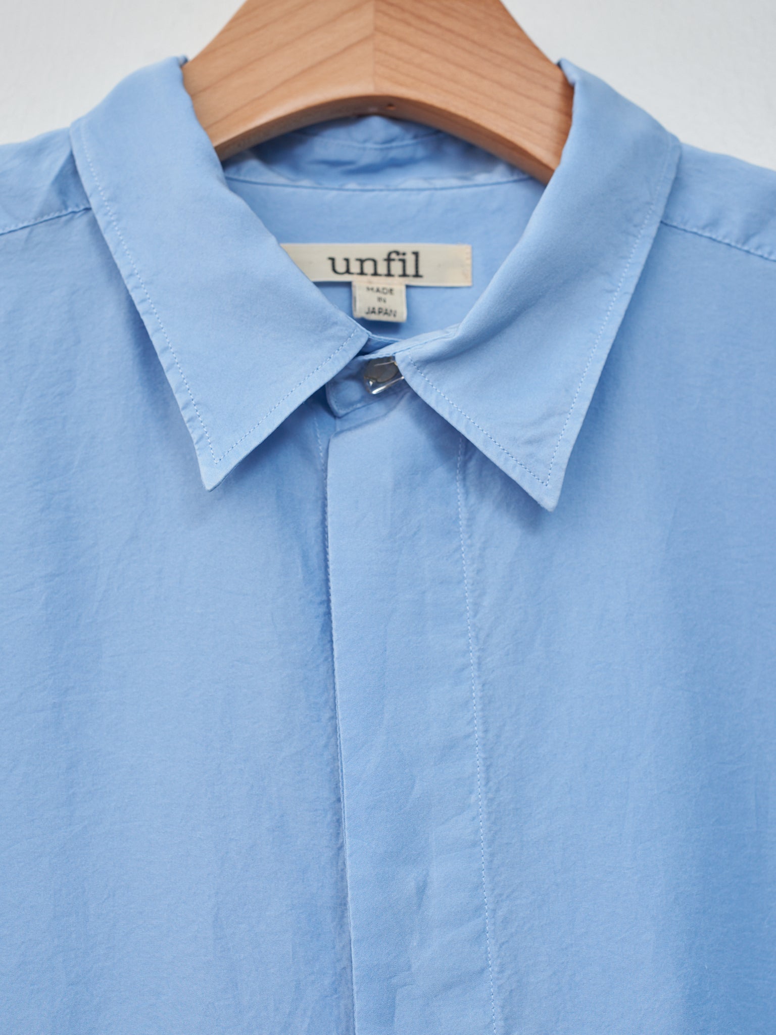 Namu Shop - Unfil Silk Habotai Oversized Shirt - Sax Blue
