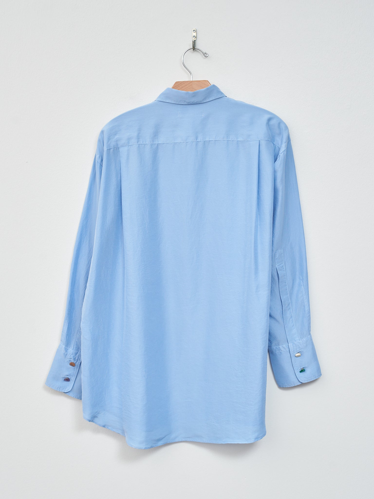 Namu Shop - Unfil Silk Habotai Oversized Shirt - Sax Blue