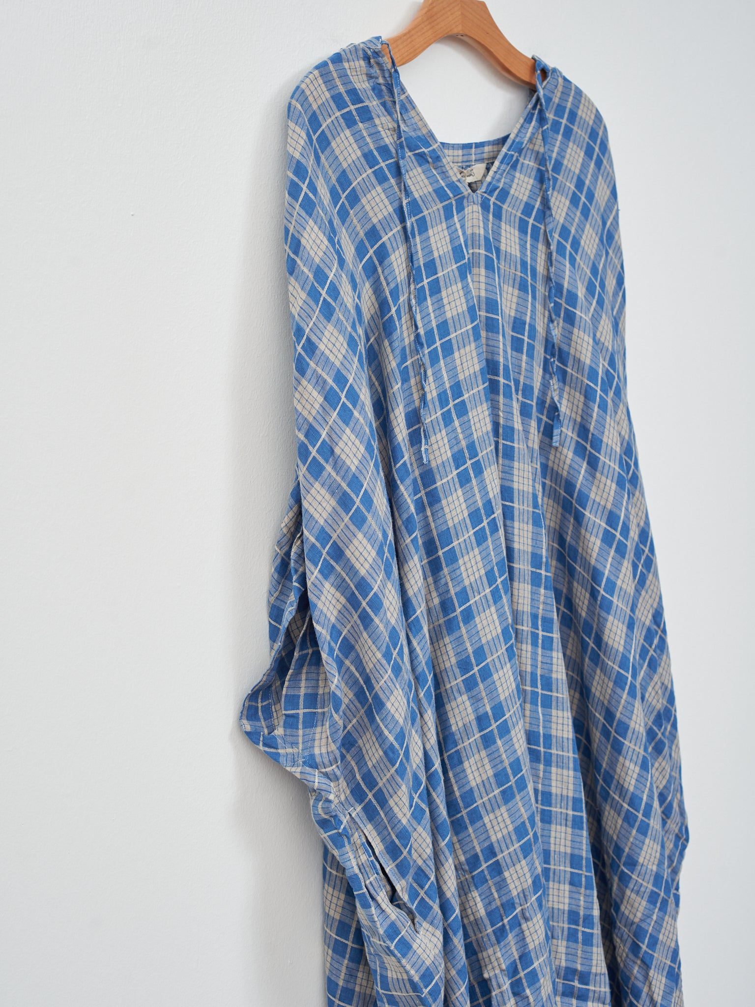 Namu Shop - Ichi Indigo Check Dress - Indigo Light x Natural