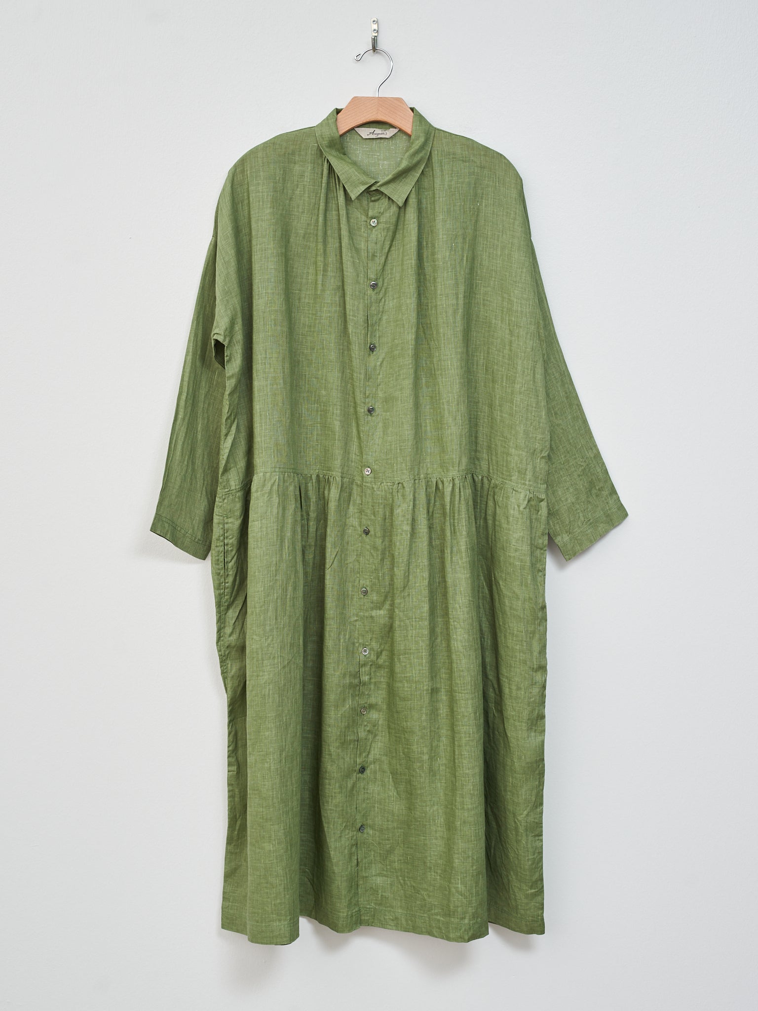 Namu Shop Ichi Antiquites Pigment Color Linen Dress Green