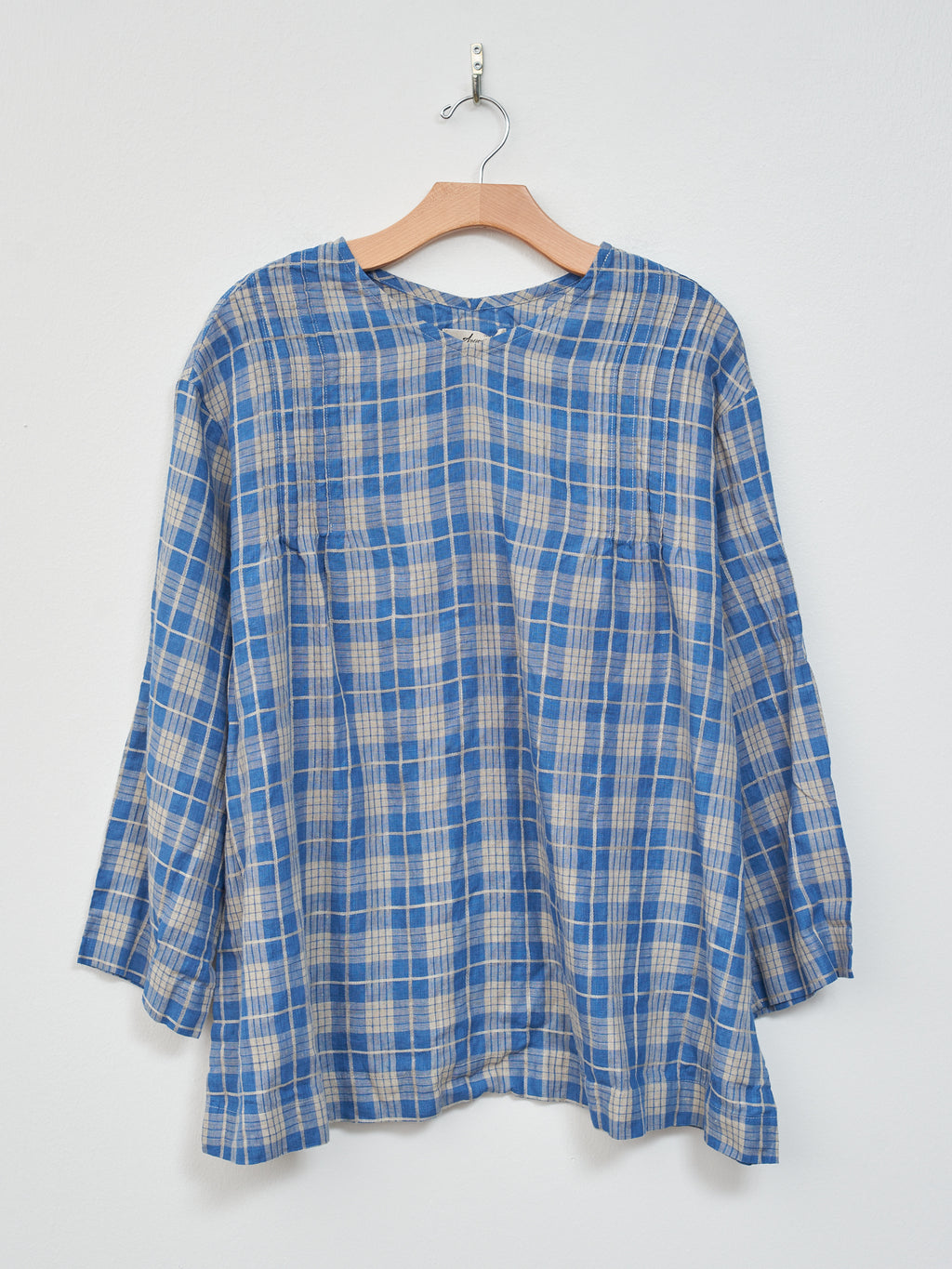 Namu Shop - Ichi Indigo Check Pullover - Indigo Light x Natural