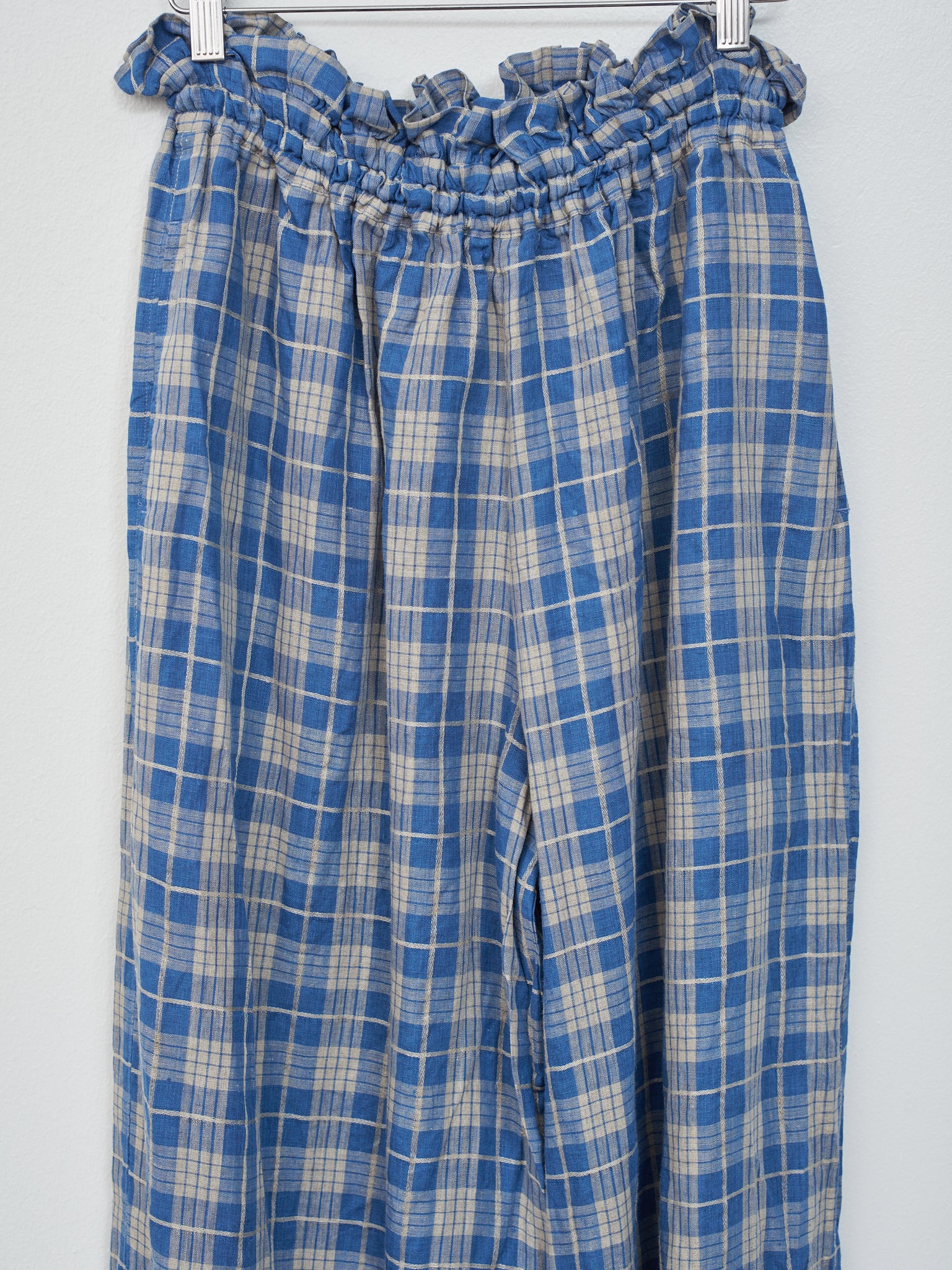 Namu Shop - Ichi Indigo Check Pants - Indigo Light x Natural