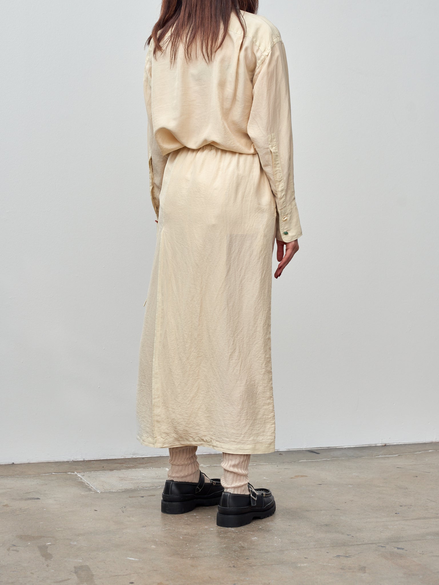 Namu Shop - Unfil Silk Habotai Maxi Skirt - Butter