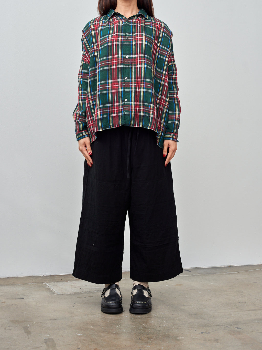 Namu Shop - Ichi Linen Tartan Shirt - Green