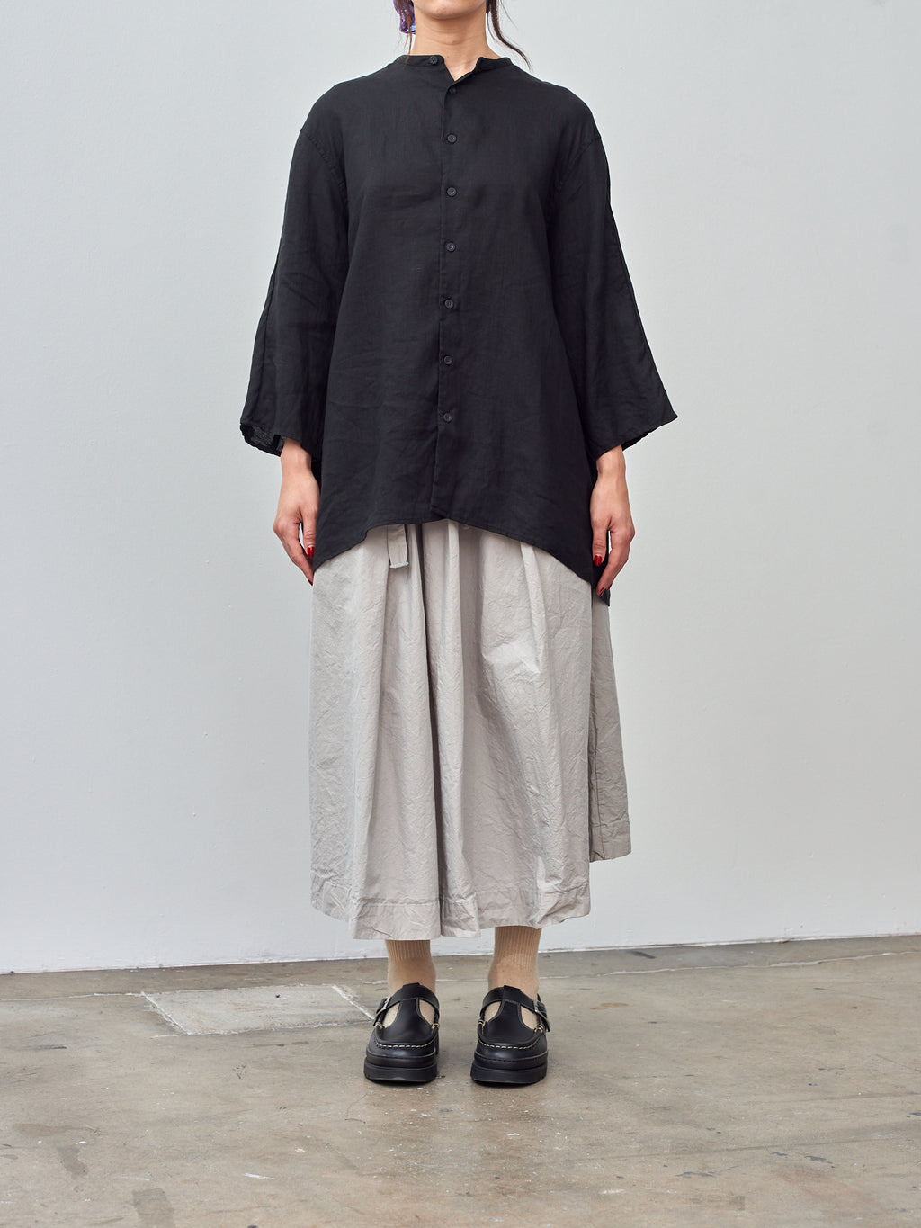 Namu Shop - Veritecoeur Gathered Blouse - Black