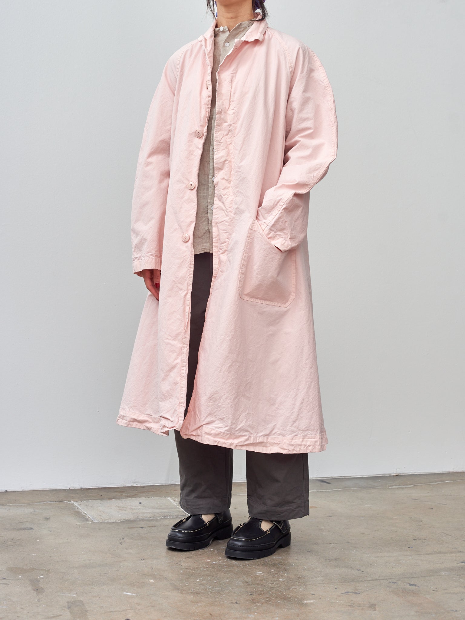 Namu Shop - Veritecoeur Garment Dyed Balmacaan Coat - Pink