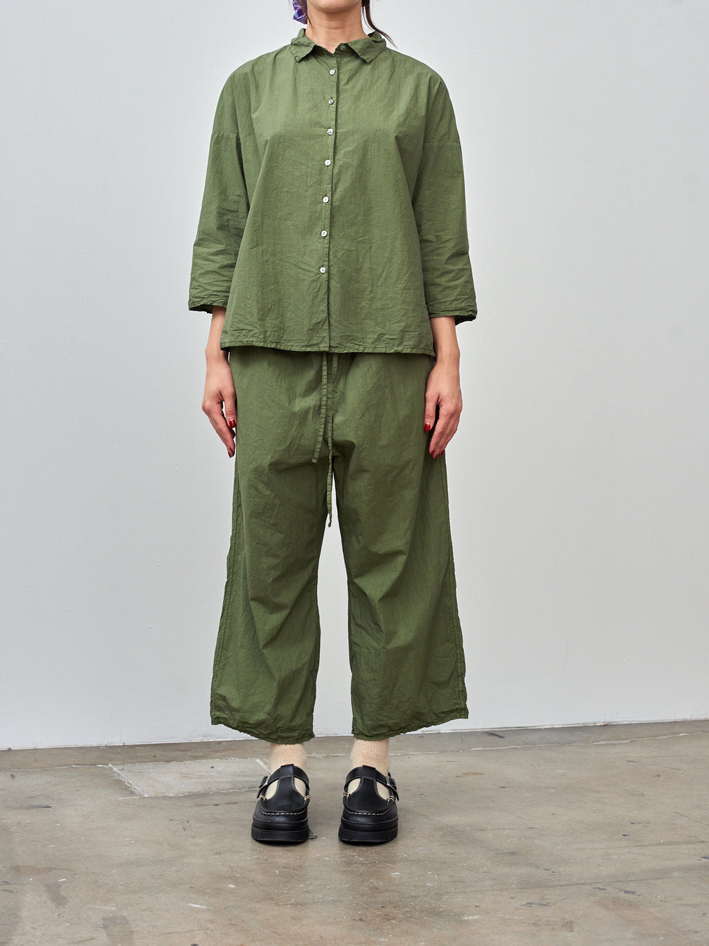 Namu Shop - Album di Famiglia Short Collar Shirt TC - Green Lawn