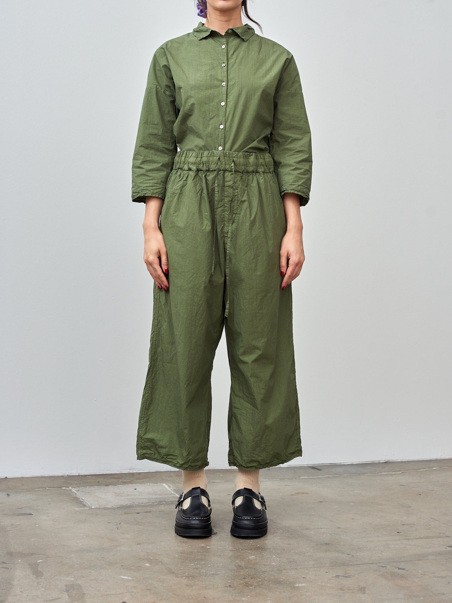 Namu Shop - Album di Famiglia Wide & Short Trousers TC - Green Lawn