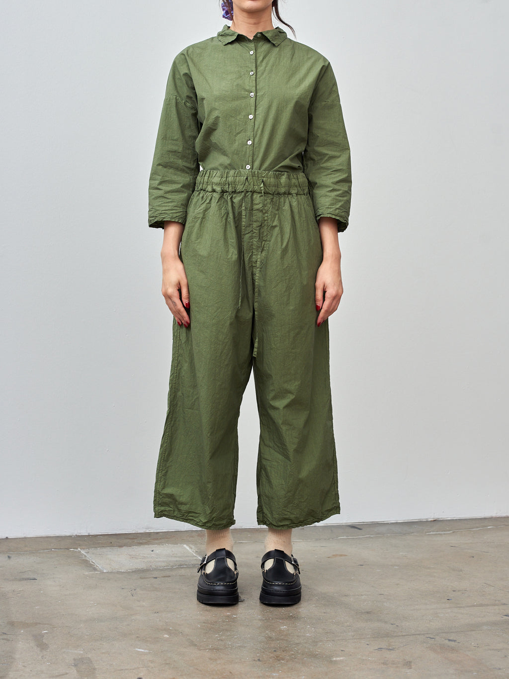 Namu Shop - Album di Famiglia Wide & Short Trousers TC - Green Lawn