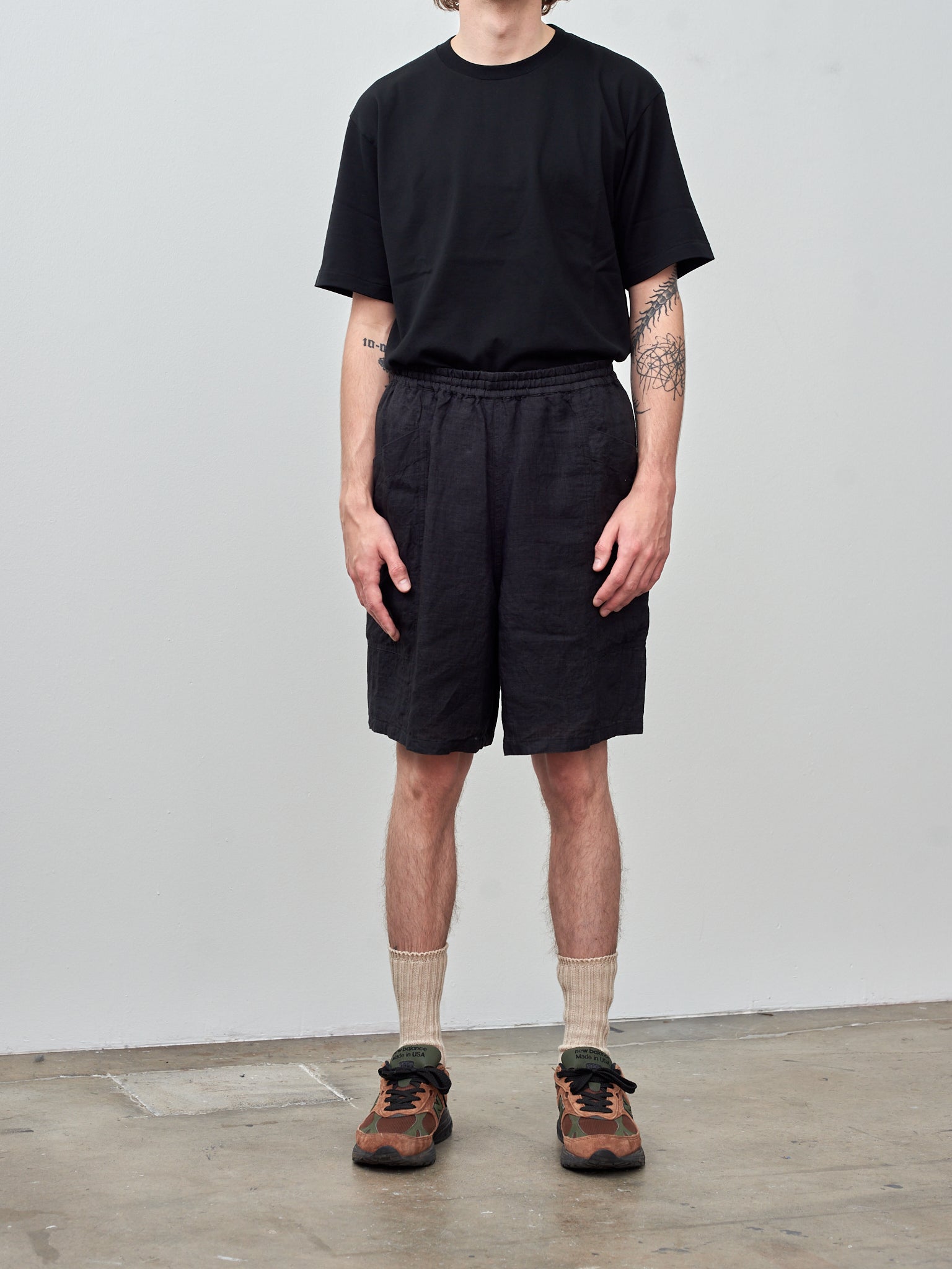 Namu Shop - Yleve Linen Poplin Shorts - Black