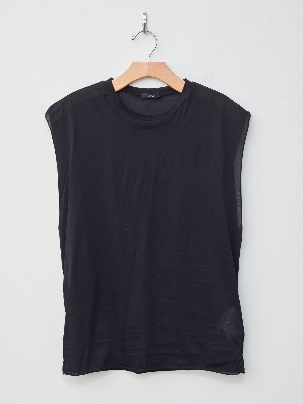 Namu Shop - Yleve Cotton Sheer Jersey Sleeveless Tee - Black