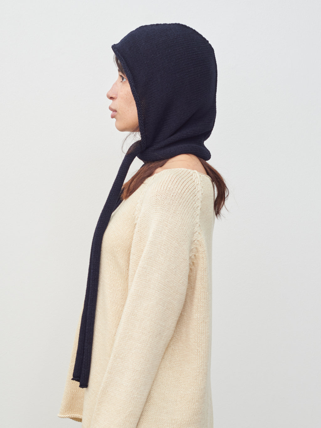 Namu Shop - Veritecoeur Cotton Silkette Hooded Stole - Dark Navy