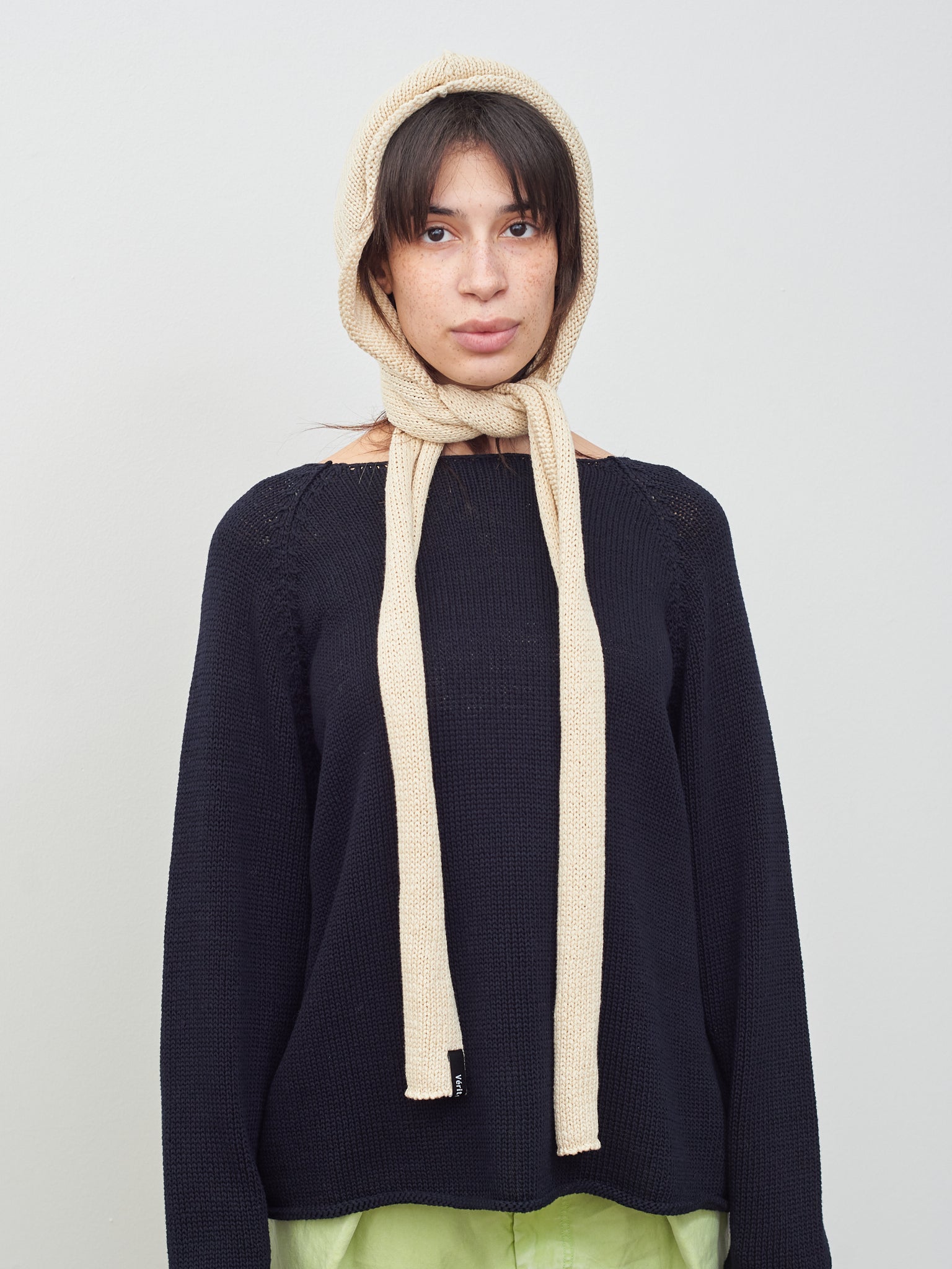 Namu Shop - Veritecoeur Cotton Silkette Hooded Stole - Ivory