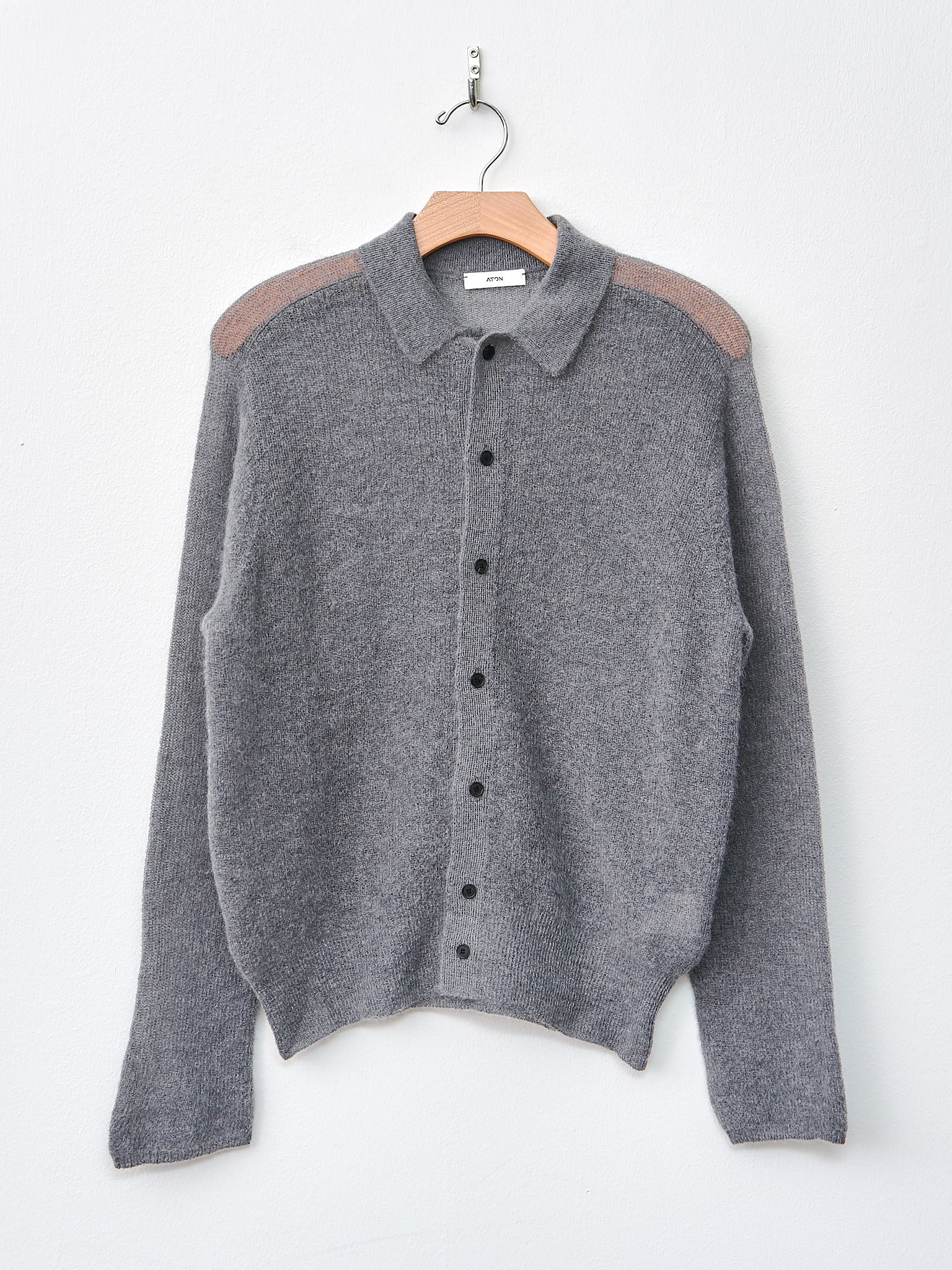 Namu Shop Aton Super Kid Mohair Polo Cardigan Charcoal