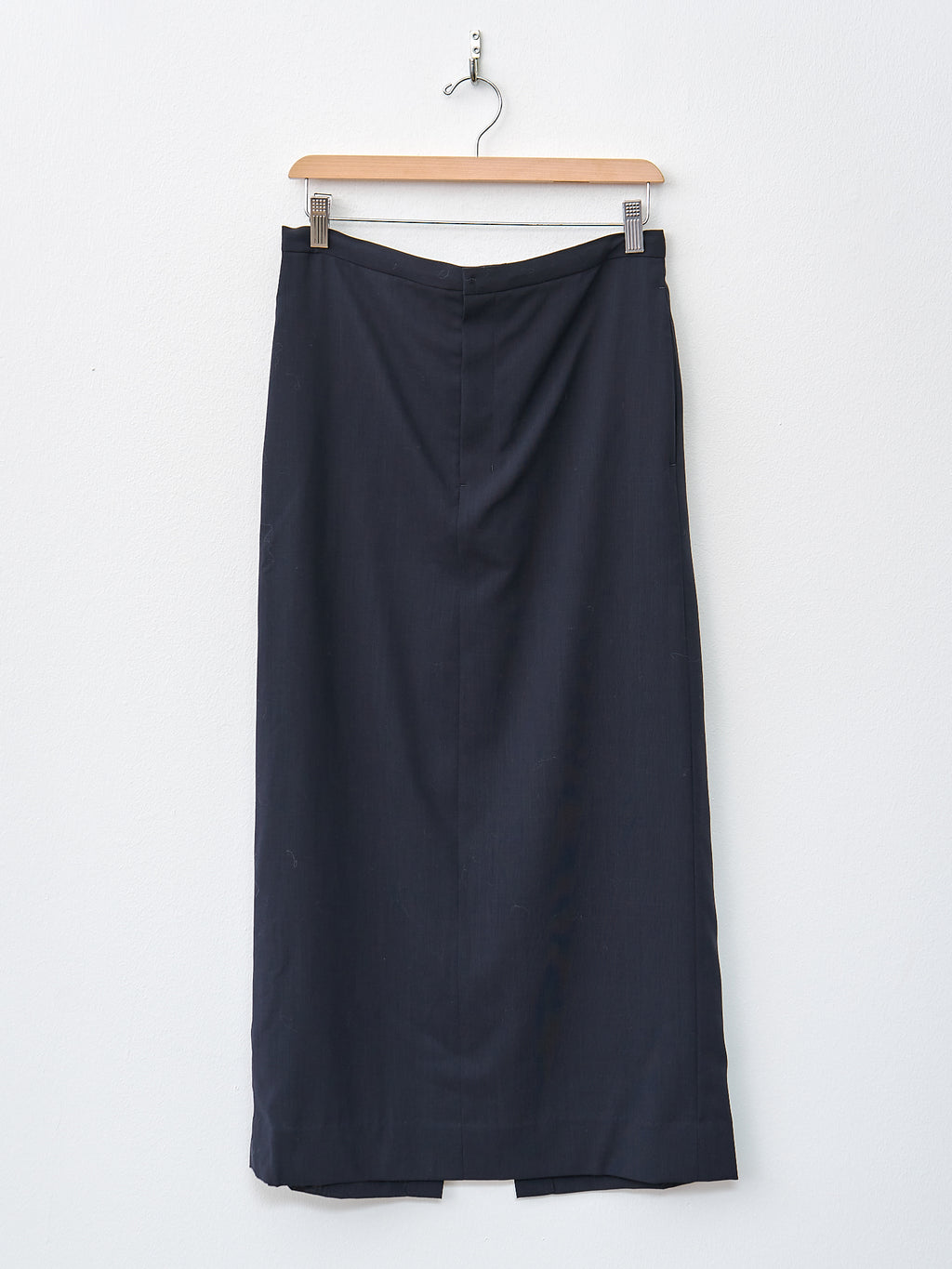 Namu Shop - Aton Wool Lawn Straight Skirt - Navy
