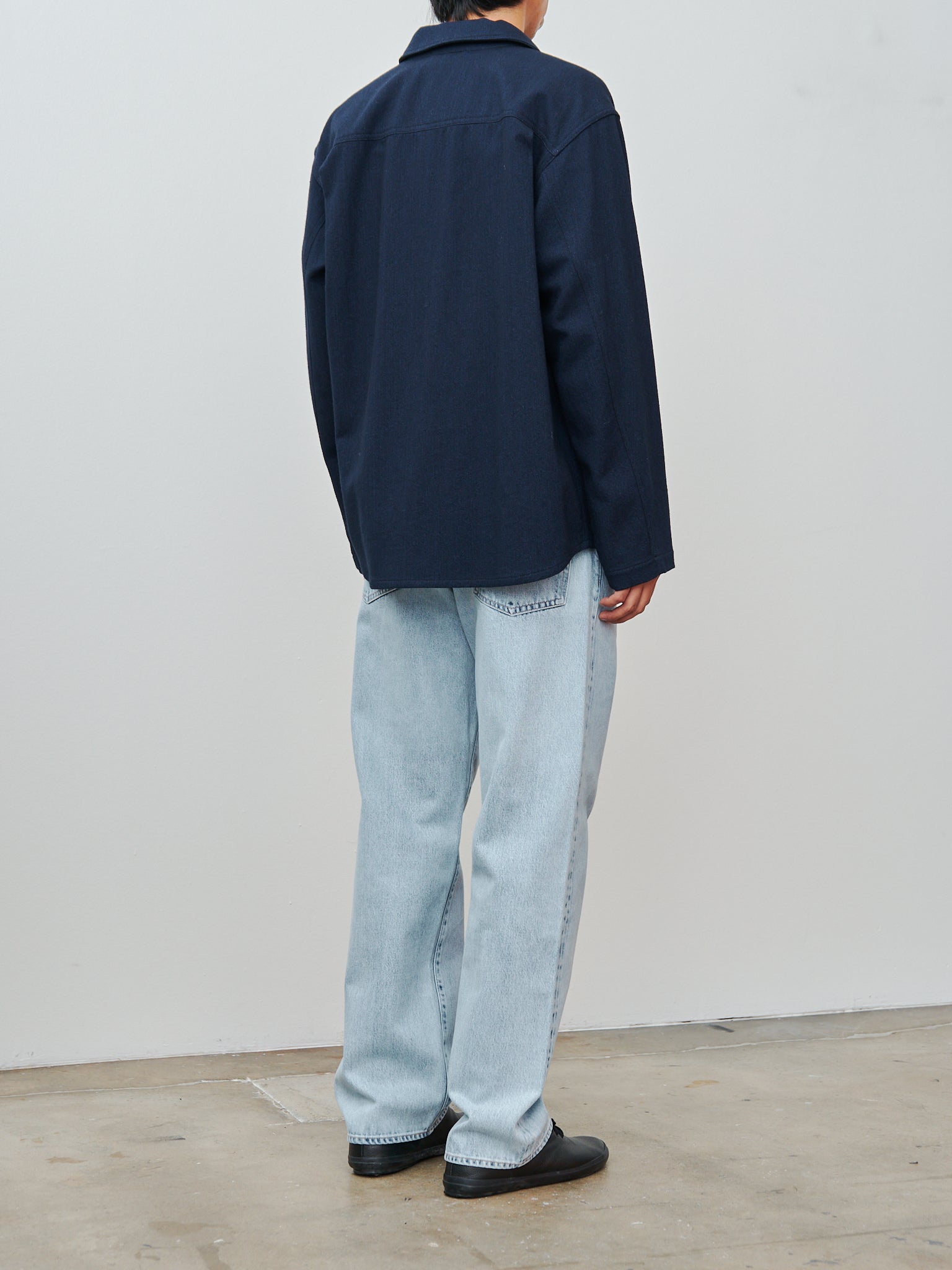 Namu Shop - Document Indigo Wool Cotton French Shirting Jacket - Navy