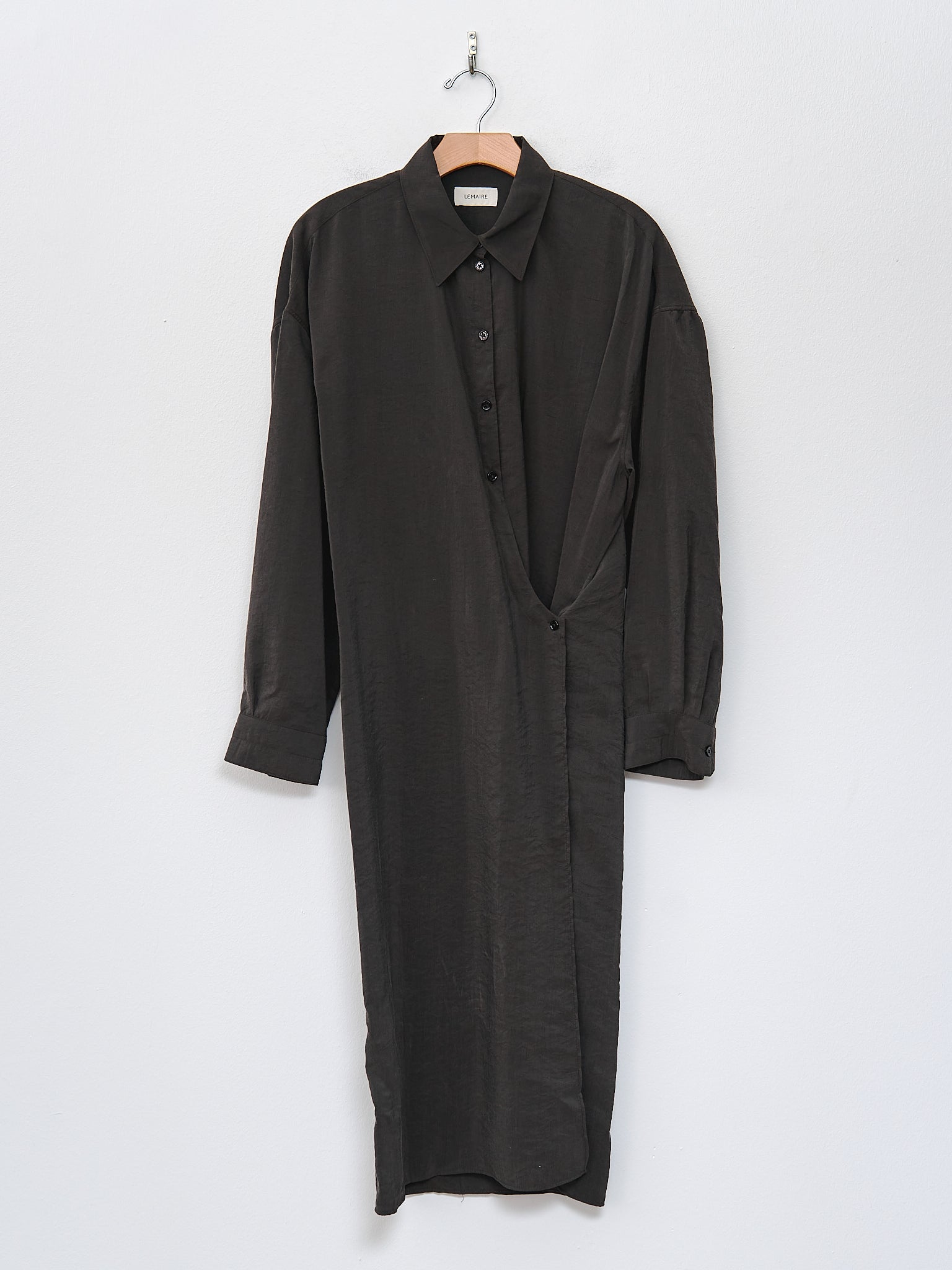 Namu Shop - Lemaire Straight Collar Twisted Dress - Dark Espresso