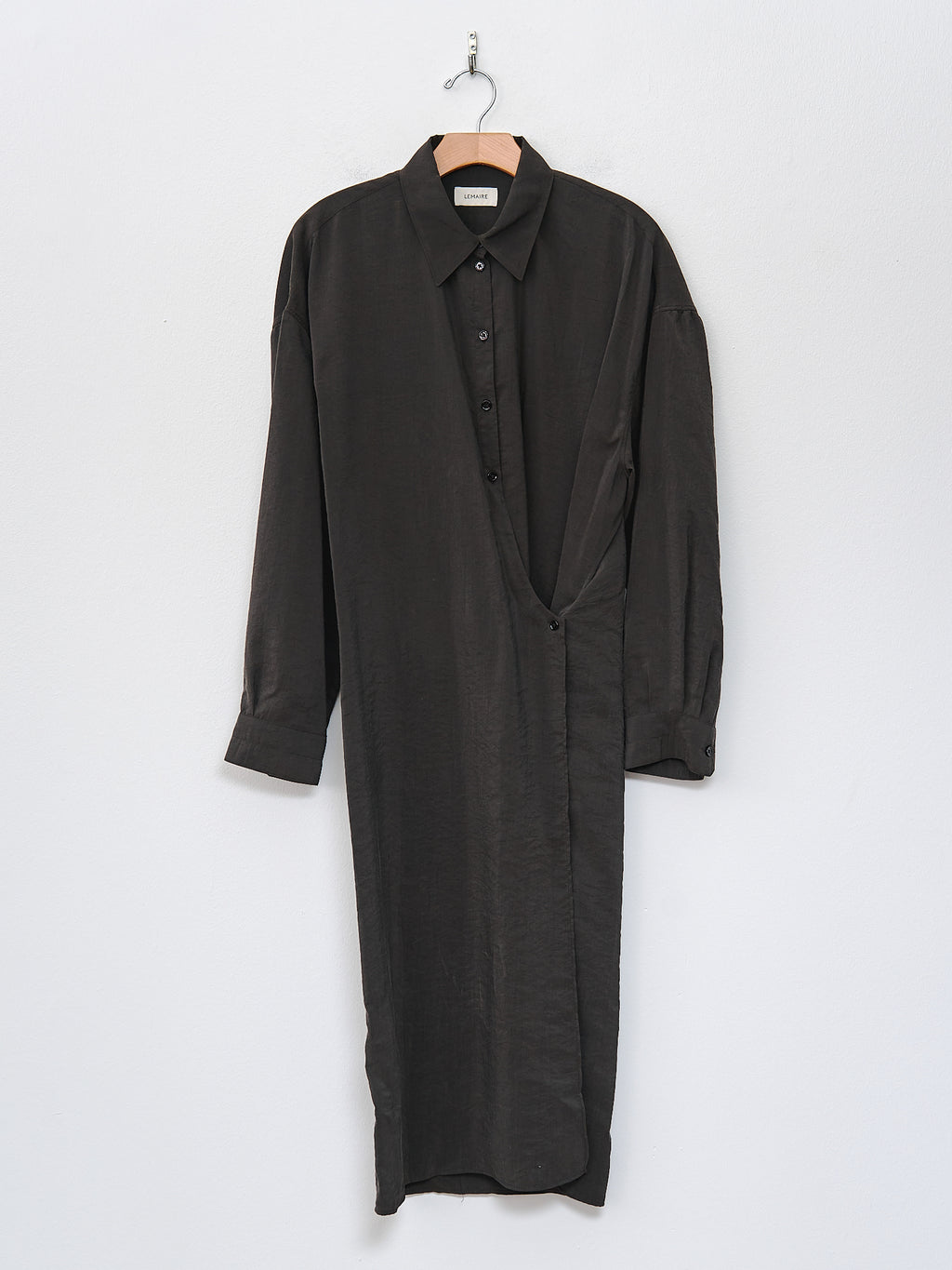 Namu Shop - Lemaire Straight Collar Twisted Dress - Dark Espresso
