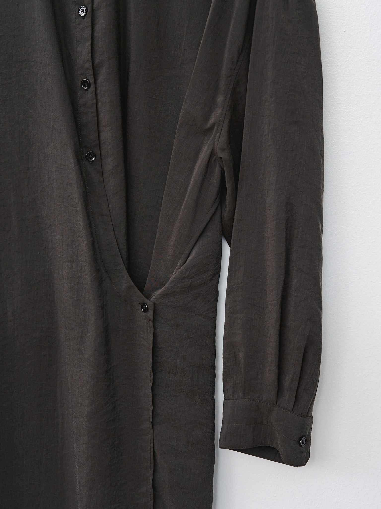 Straight Collar Twisted Dress - Dark Espresso Straight Collar Twisted Dress - Dark Espresso