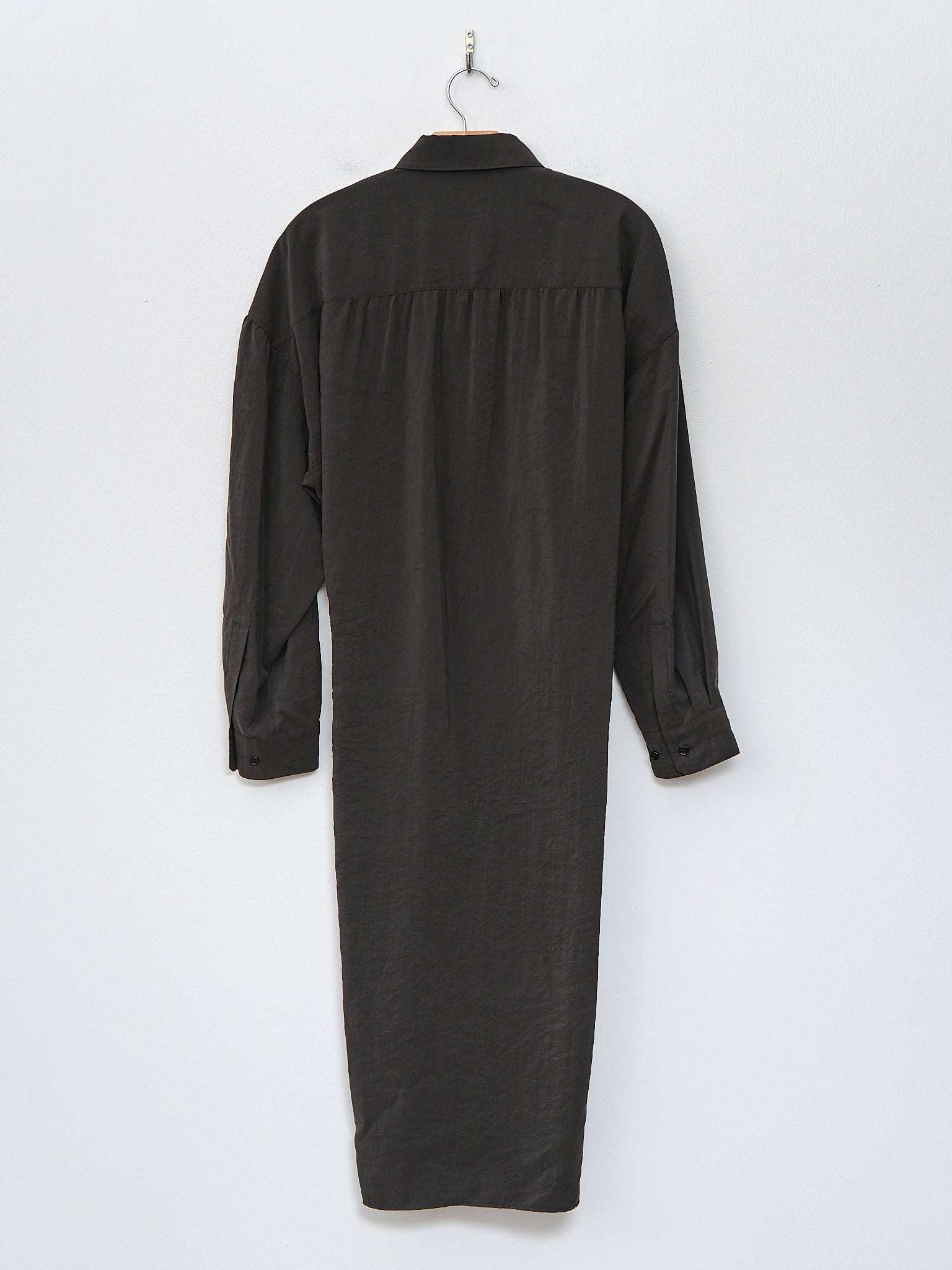Straight Collar Twisted Dress - Dark Espresso Straight Collar Twisted Dress - Dark Espresso
