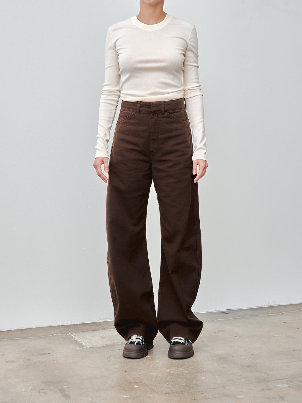 Namu Shop - Lemaire High Waisted Curved Pants - Espresso