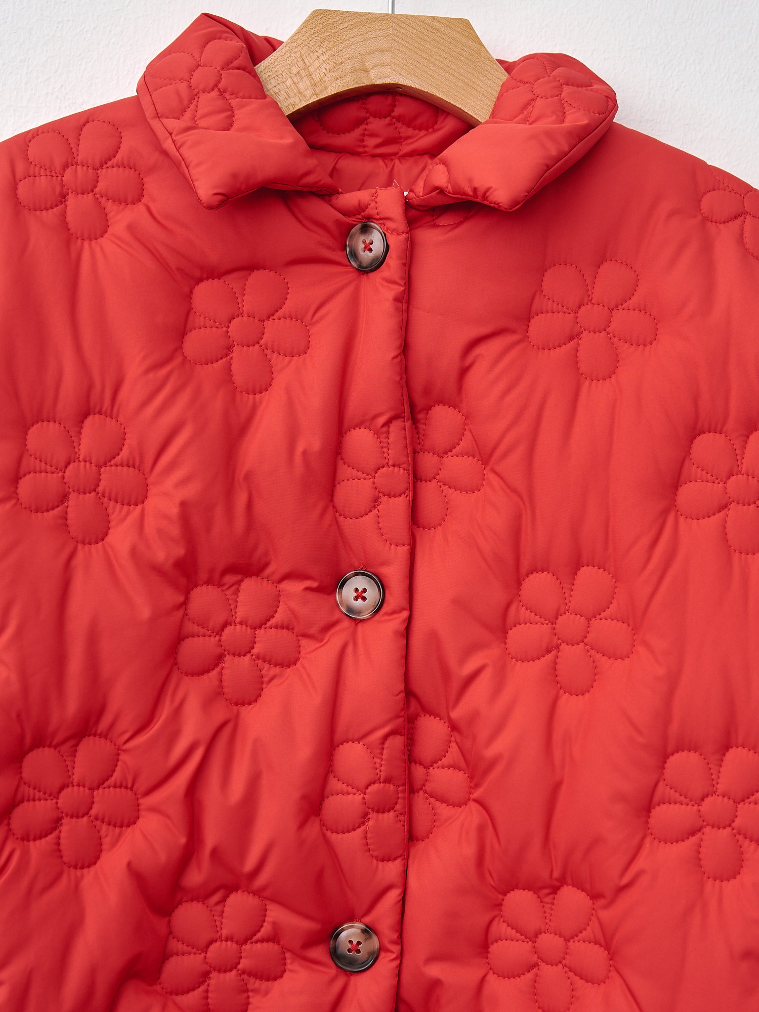 Namu Shop - Eleph Flower Puff Short Jacket - Red