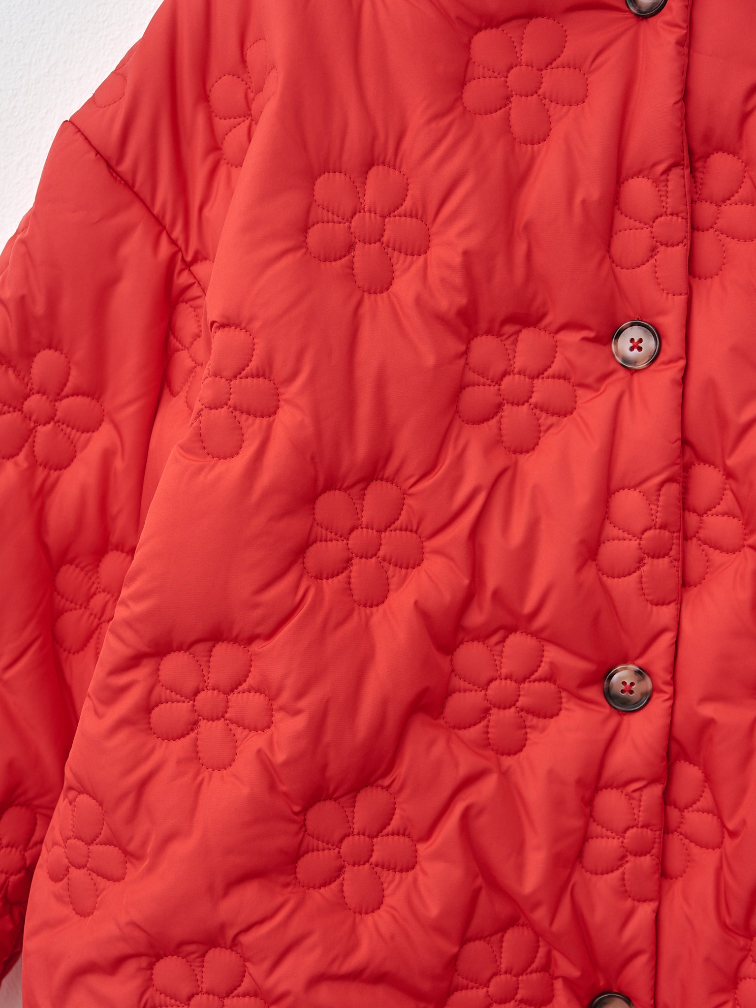 Namu Shop - Eleph Flower Puff Short Jacket - Red