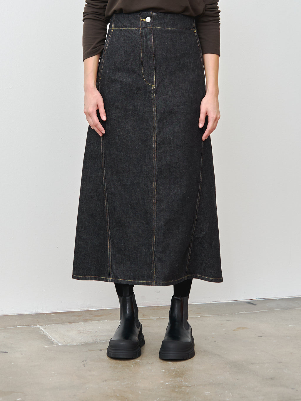 Namu Shop - Studio Nicholson Garner Skirt - Black Denim