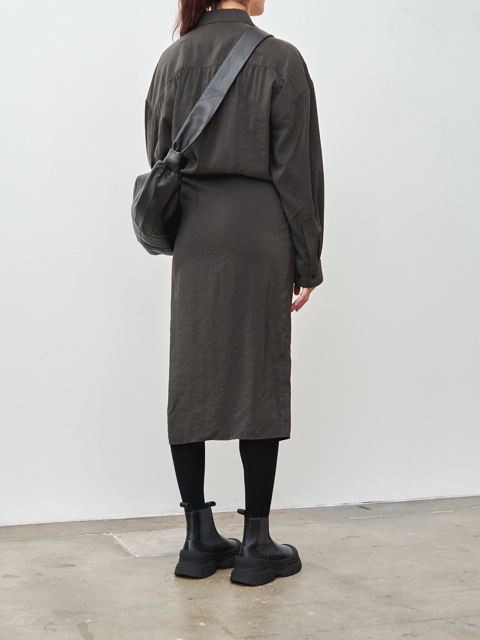 Namu Shop - Lemaire Straight Collar Twisted Dress - Dark Espresso