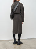 Namu Shop - Lemaire Straight Collar Twisted Dress - Dark Espresso