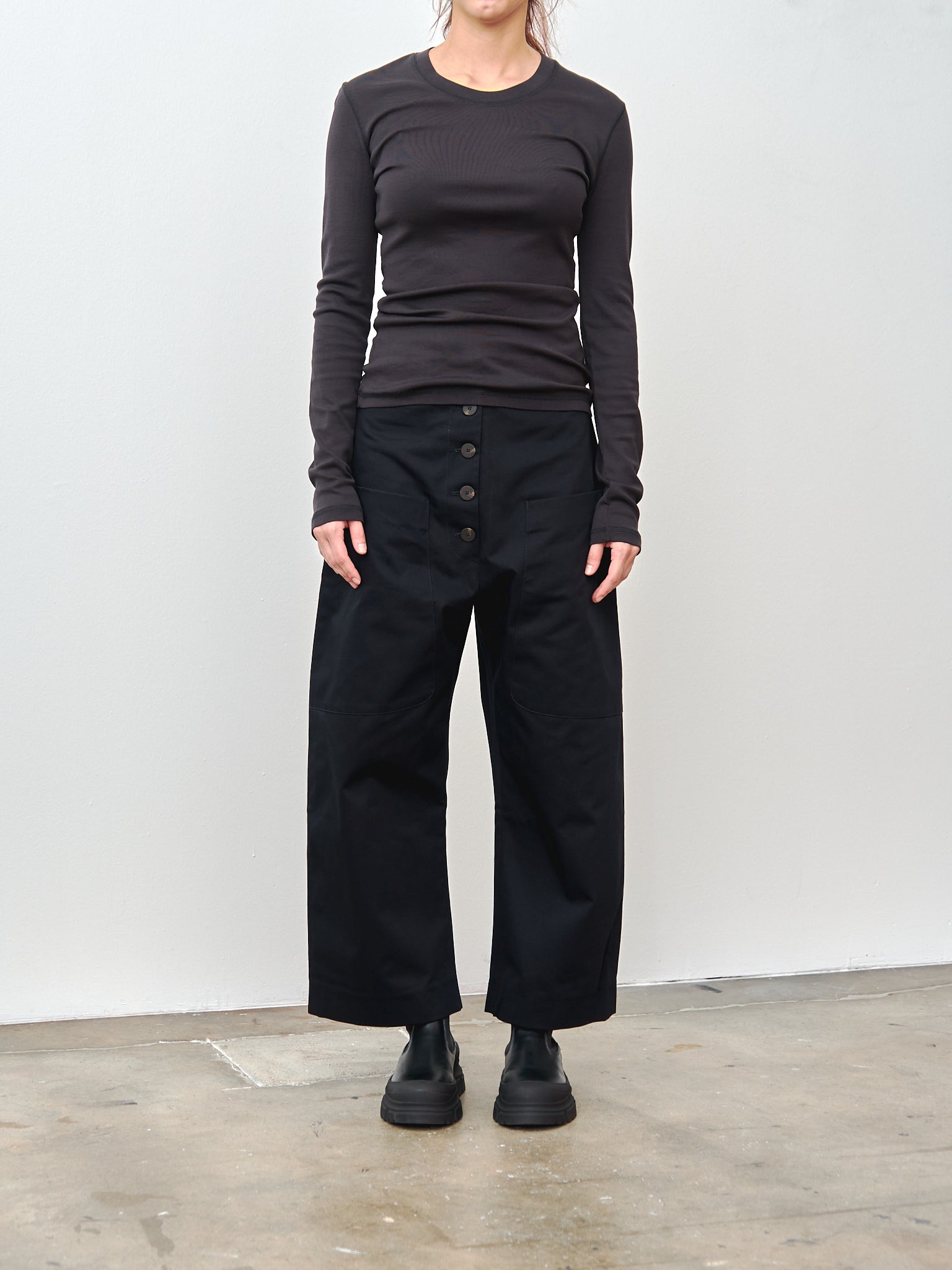 Namu Shop - Lemaire Rib Long Sleeve T-Shirt - Squid Ink