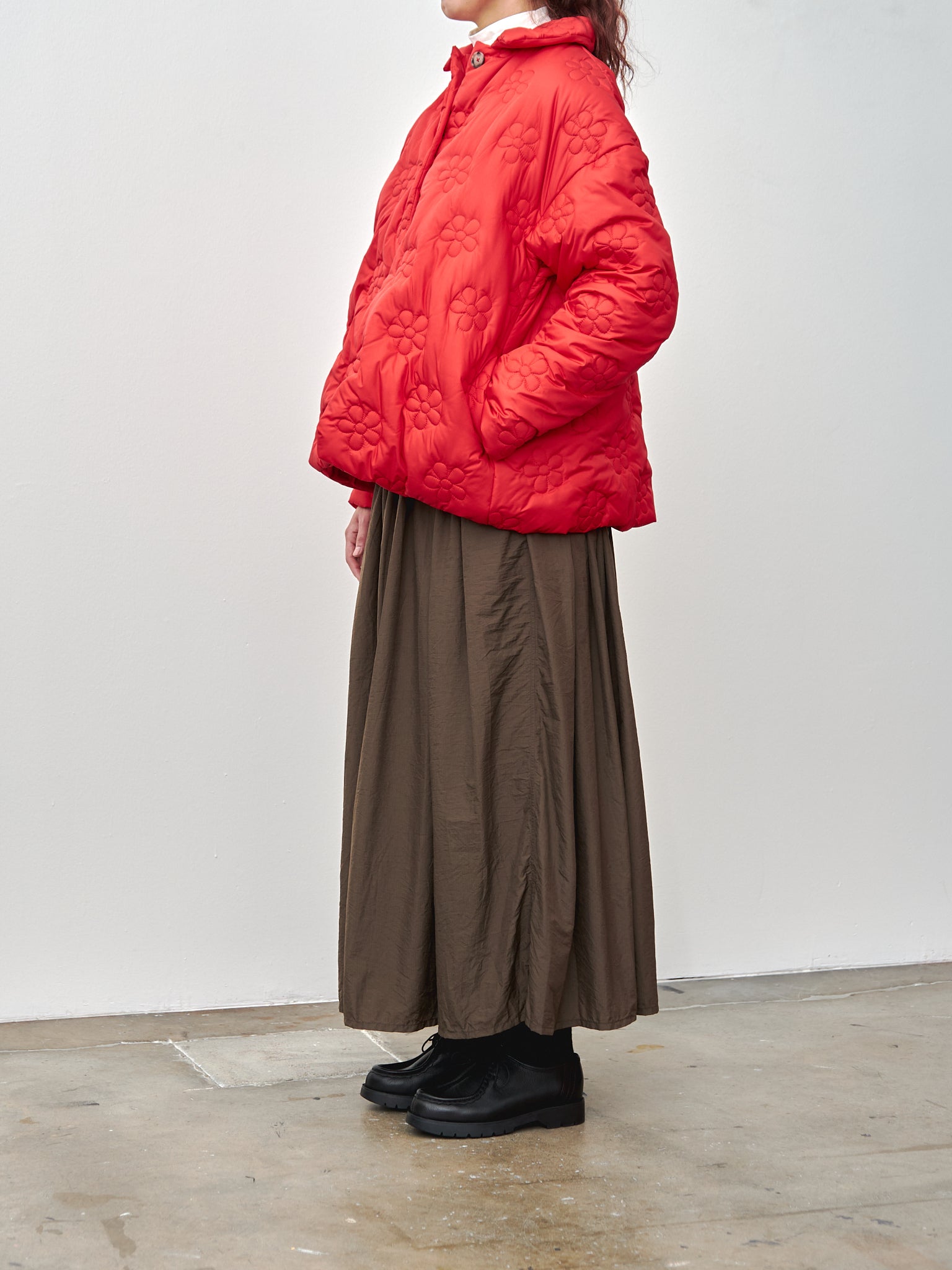 Namu Shop - Eleph Flower Puff Short Jacket - Red