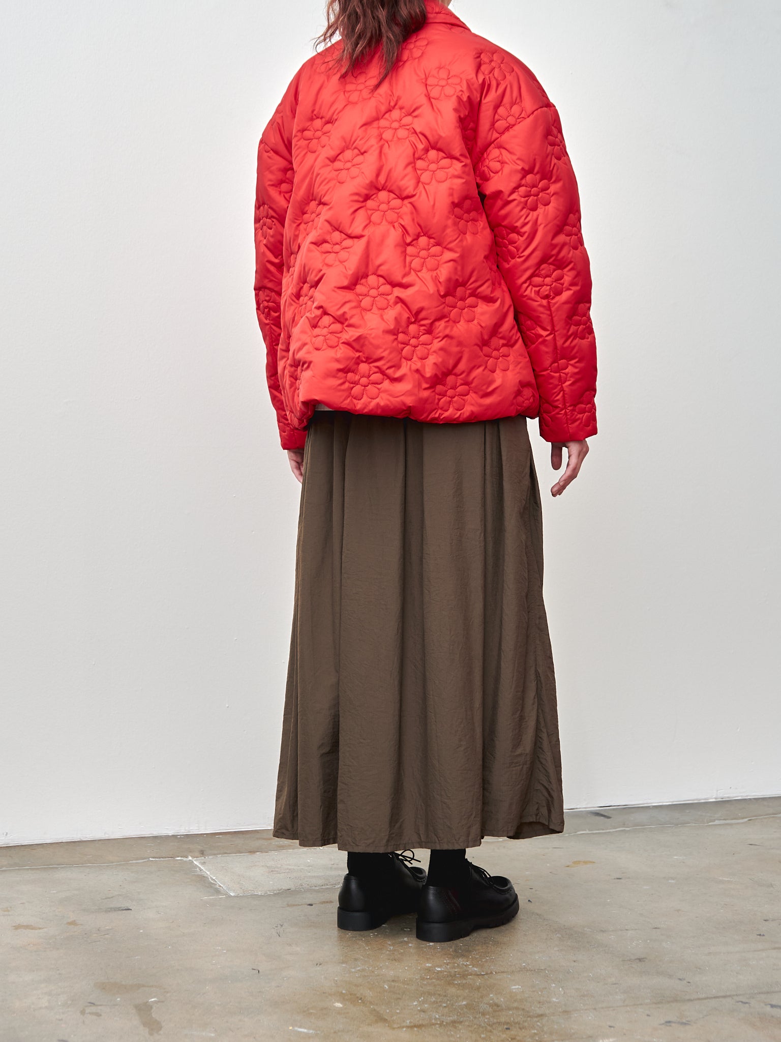 Namu Shop - Eleph Flower Puff Short Jacket - Red