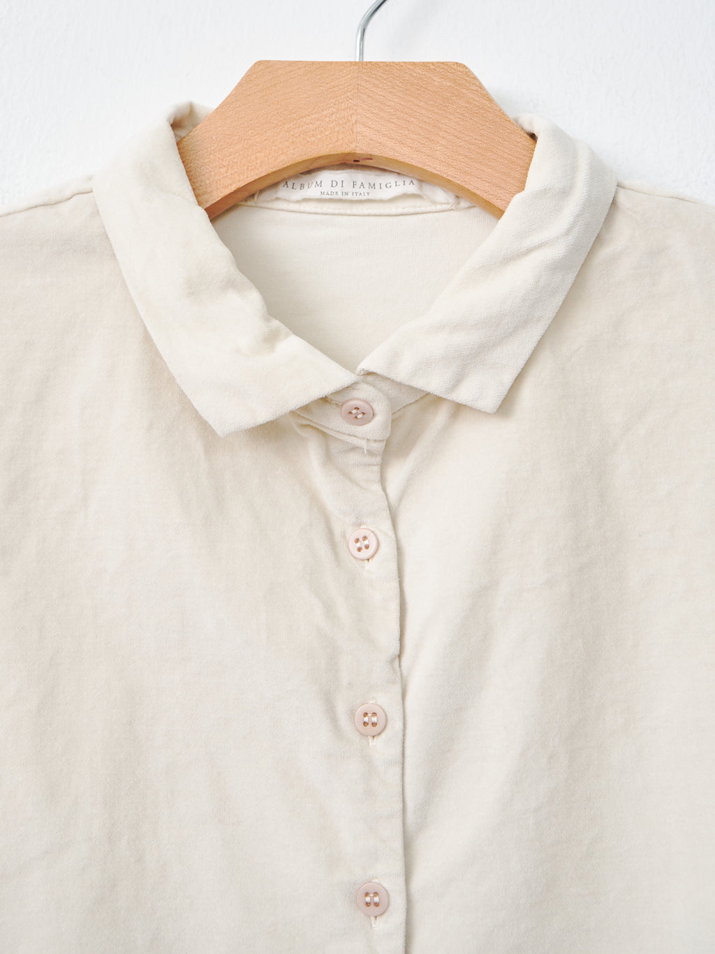 Namu Shop - Album di Famiglia Velvet Short Collar Shirt - Off White