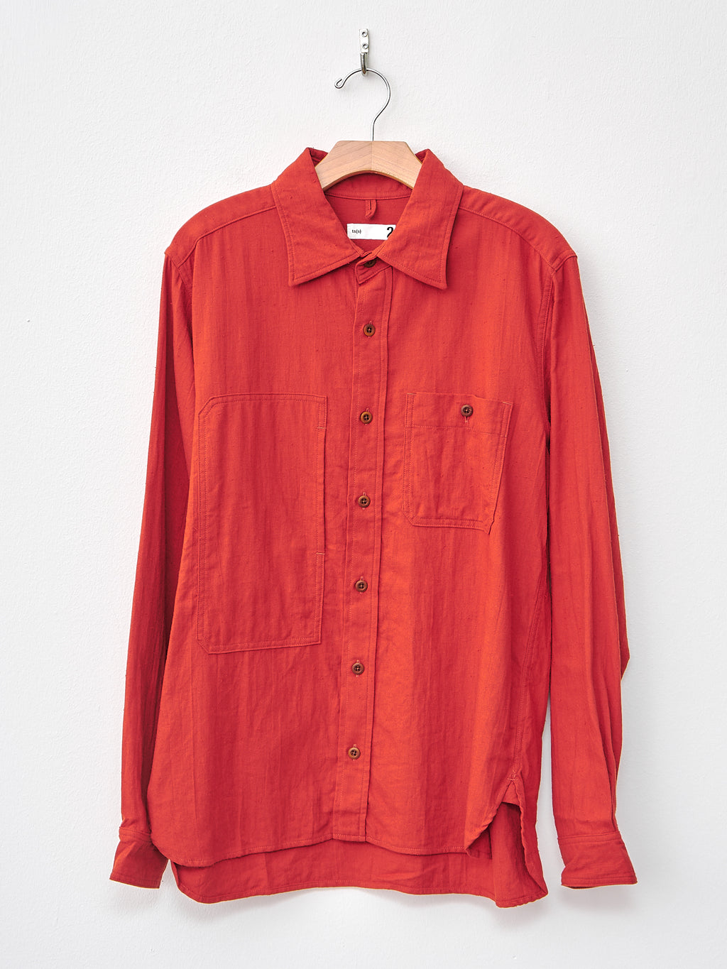 Namu Shop - ts(s) Organic Cotton Neps Asymmetric Pocket Work Shirt - Red