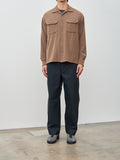 Namu Shop - ts(s) Brushed Wool Cotton Round Flap Pocket Baggy Shirt - Brown