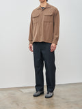 Namu Shop - ts(s) Brushed Wool Cotton Round Flap Pocket Baggy Shirt - Brown