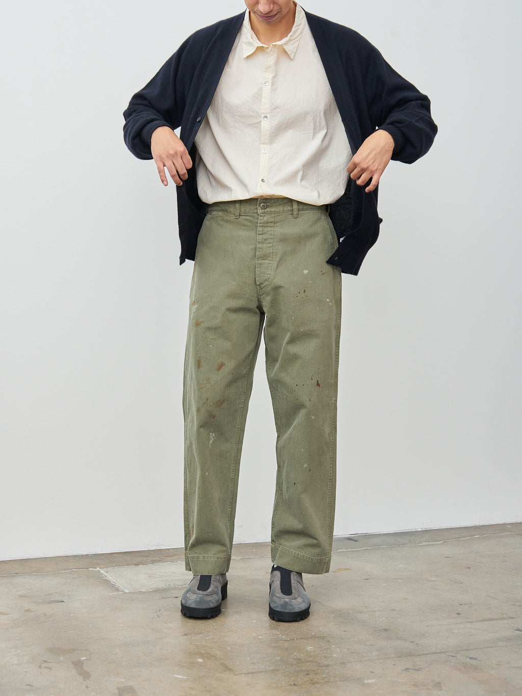 Namu Shop - Herill Whole Garment Cashmere Cardigan - Black Navy