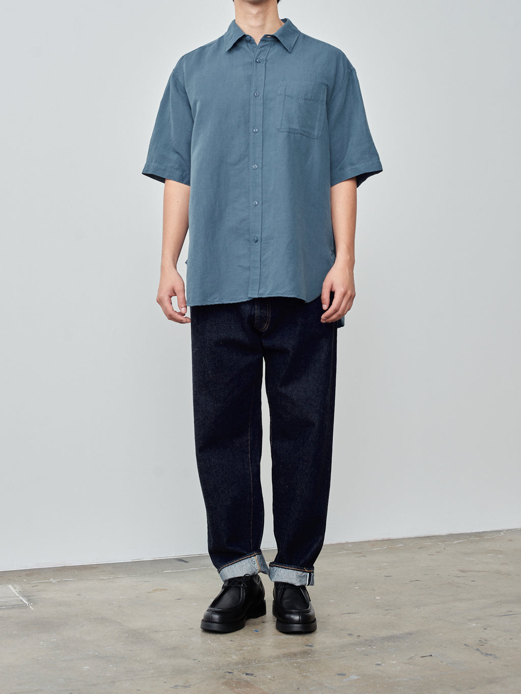 Namu Shop - Yoko Sakamoto Open Collar Shirt - Blue